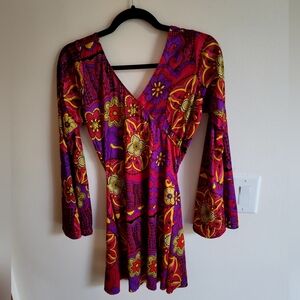 Leg Avenue Women's Hippy Girl Flower Bell Sleeves Dress Size M
